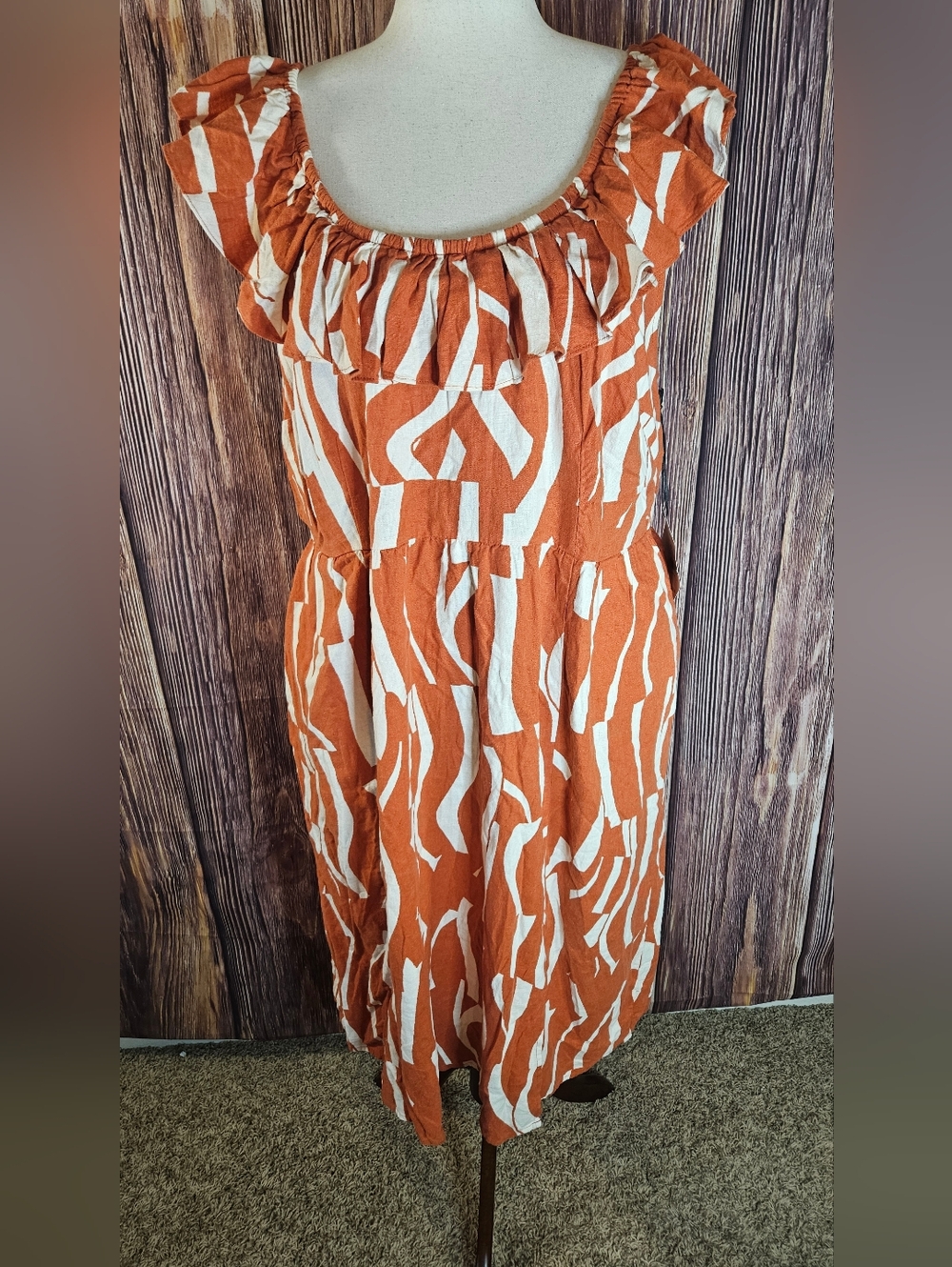 NWT Ava & Viv Linen Blend Ruffle Midi Dress Plus Size 2X - Picture 11 of 13